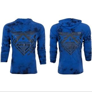 American Fighter Mens Long Sleeve Hoodie WOLF LAKE Shirt Premium Blue S-3XL